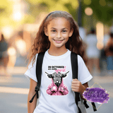 Highland Cow Design - Breast Cancer Apparel (Kids) - Tututally Cute Custom Creations