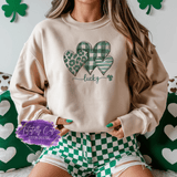 Lucky Hearts Shirt, Sweatshirt & Hoodie – Buffalo Plaid & Leopard St. Patrick’s Day Tee - Tututally Cute Custom Creations