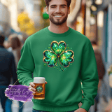 Lucky Shamrock Stained Glass Shirt, Sweatshirt & Hoodie – St. Patrick’s Day Glow Tee - Tututally Cute Custom Creations