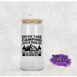 16oz Glass Can - Camping Collection - Tututally Cute Custom Creations