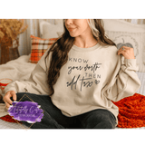 Know Your Worth Sweatshirt - Tututally Cute Custom Creations