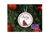 Cardinal Memorial Christmas Aluminum Ornament - Tututally Cute Custom Creations