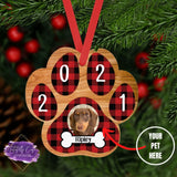Paw Print Plaid Aluminum Ornament - Tututally Cute Custom Creations