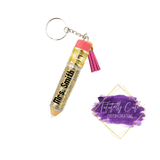 Glitter Teacher Pencil Keychain - Tututally Cute Custom Creations