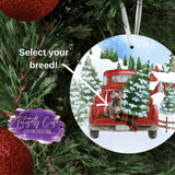 Red Truck & Dog Breed Christmas Christmas Ornament - Tututally Cute Custom Creations