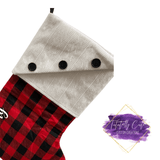 Red Plaid Knit Top Christmas Stockings - Tututally Cute Custom Creations