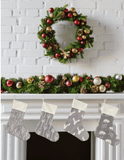 Grey Patterned Christmas Stockings - Tututally Cute Custom Creations
