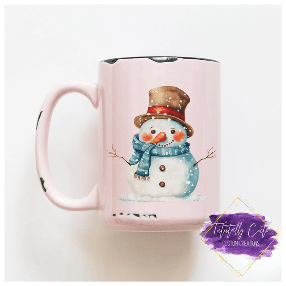 Rustic 15oz Coffee Mug Snowman Design - Tututally Cute Custom Creations 