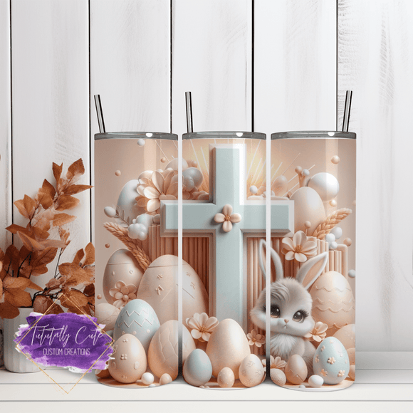3D Bunny Cross Easter Tumbler - Tututally Cute Custom Creations 