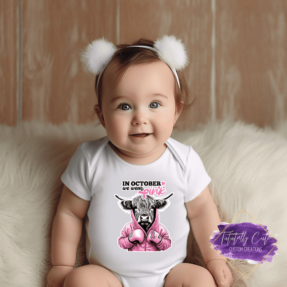 Highland Cow Design - Breast Cancer Apparel (Kids) - Tututally Cute Custom Creations 