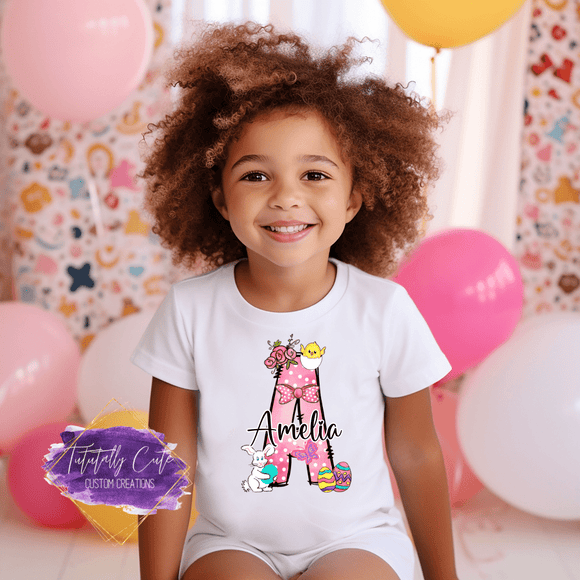 Name & Initial Kids Easter Shirts - Tututally Cute Custom Creations 