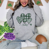 Lucky Hearts Shirt, Sweatshirt & Hoodie – Buffalo Plaid & Leopard St. Patrick’s Day Tee