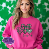 Lucky Hearts Shirt, Sweatshirt & Hoodie – Buffalo Plaid & Leopard St. Patrick’s Day Tee