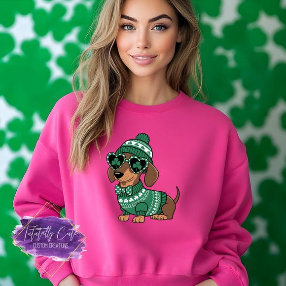 Lucky Dachshund Shirt, Sweatshirt & Hoodie – Cute St. Patrick’s Day Dog Tee