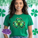 Lucky Shamrock Stained Glass Shirt, Sweatshirt & Hoodie – St. Patrick’s Day Glow Tee