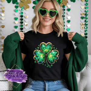 Lucky Shamrock Stained Glass Shirt, Sweatshirt & Hoodie – St. Patrick’s Day Glow Tee