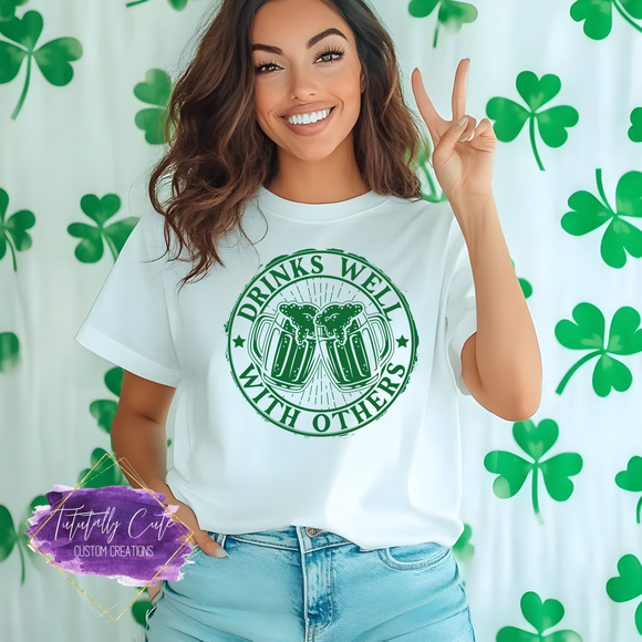 Drinks Well With Others Shirt, Sweatshirt & Hoodie – Funny St. Patrick’s Day Beer Tee