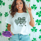 Lucky Hearts Shirt, Sweatshirt & Hoodie – Buffalo Plaid & Leopard St. Patrick’s Day Tee