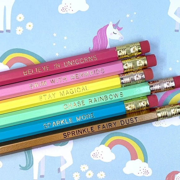 Rainbows And Unicorns Pencil Set - Tututally Cute Custom Creations 