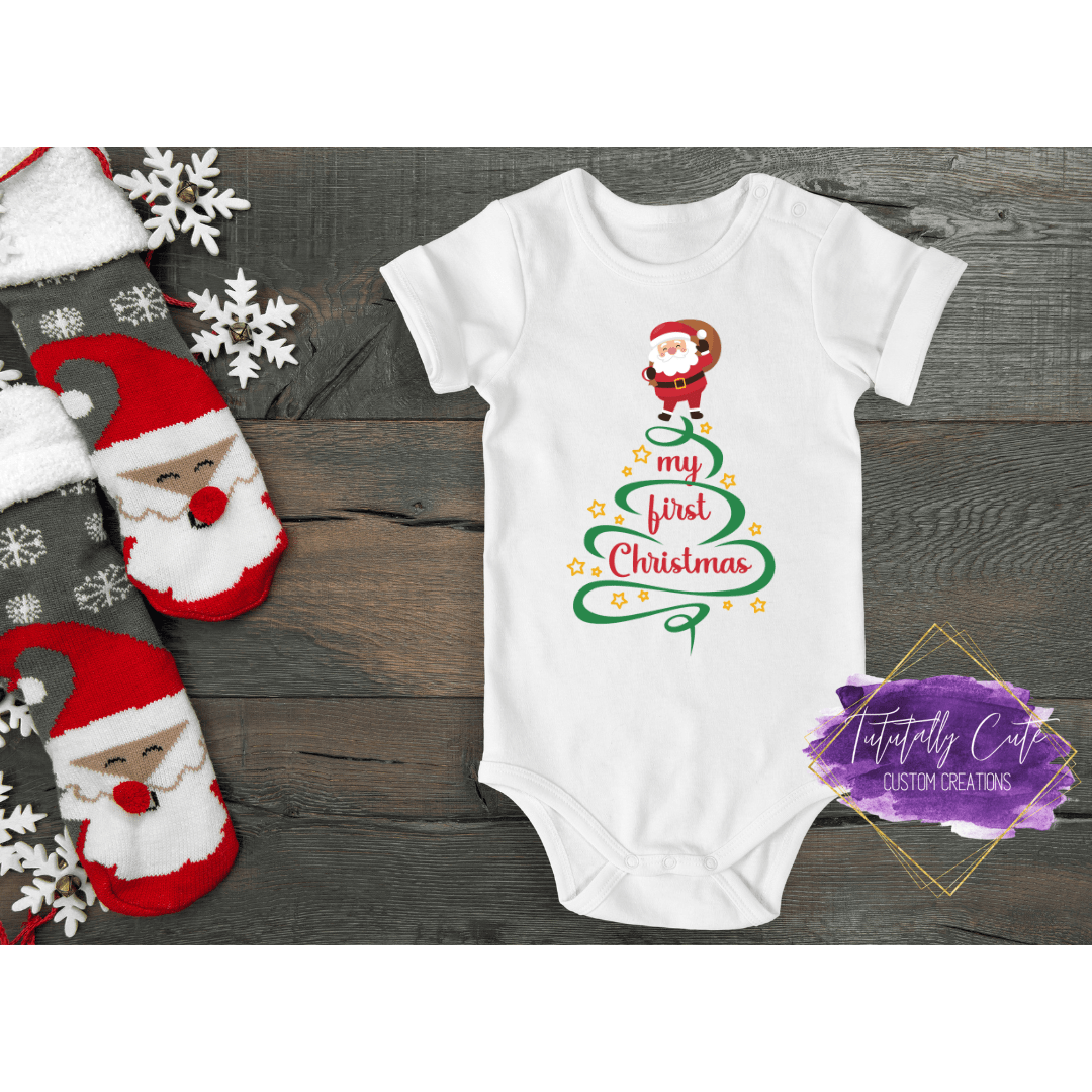 First Christmas Baby Bodysuits Santa