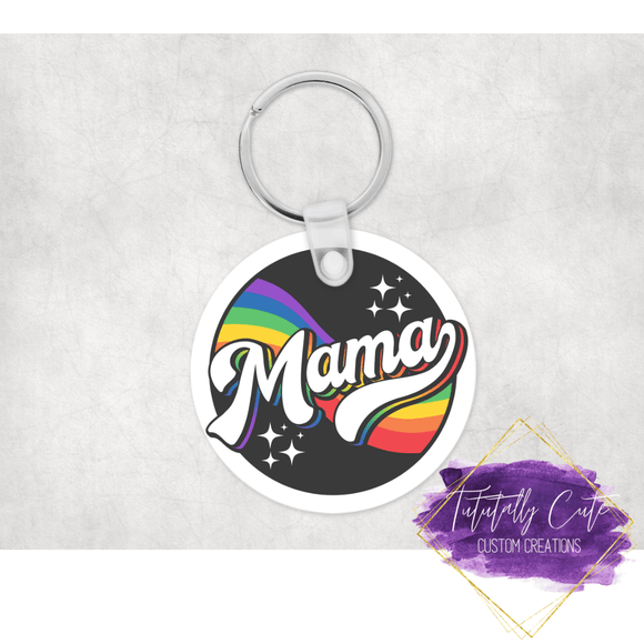 Mama Pride Double Sided Keychain - Tututally Cute Custom Creations 