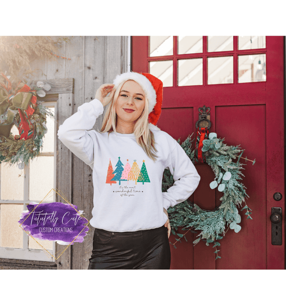 Trees Wonderful Time - Christmas Sweatshirt - Tututally Cute Custom Creations 