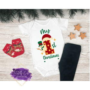 First Christmas Baby Bodysuits - Polkadot One - Tututally Cute Custom Creations 