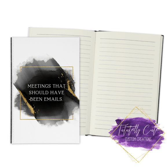 Meetings Journal (Black & Gold) - Notebook - Tututally Cute Custom Creations 
