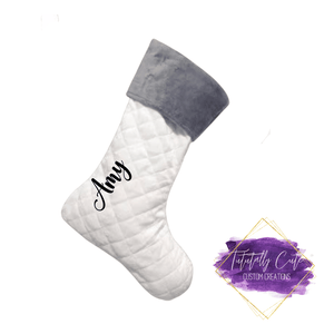 Grey Patterned Christmas Stockings - Tututally Cute Custom Creations 