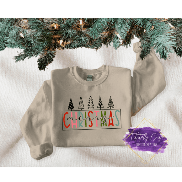 Merry Christmas Trees Sweatshirt - Tututally Cute Custom Creations 