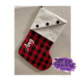 Red Plaid Knit Top Christmas Stockings - Tututally Cute Custom Creations 