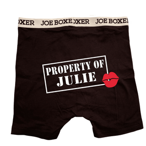 Personalised Mens Boxer Shorts property of UNDERWEAR VALENTINES
