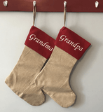 Burlap and Coloured Top Stockings - Tututally Cute Custom Creations 