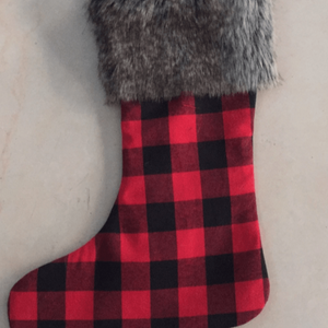 Buffalo Plaid Faux Fur Stockings - Tututally Cute Custom Creations 