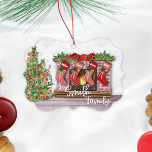 Stocking & Mantel Family Aluminum Ornament - Tututally Cute Custom Creations 